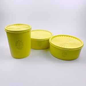 Tupperware Servalier Canisters Lot of 3 Daffodil Harvest Yellow‎ 809-14 1204-7 1